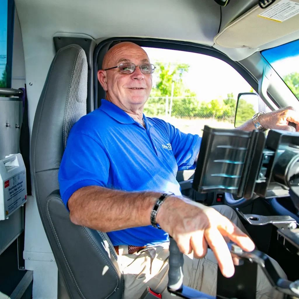 a man driving a bus